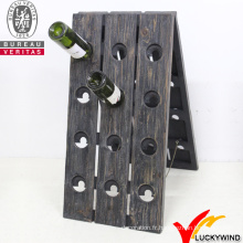 Vente en gros Rénové à la main rustique antique antique vin en bois avec 24 bouteilles